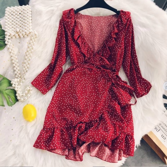 Dresses & Skirts - Adjustable Polka Dot Wrap Dress